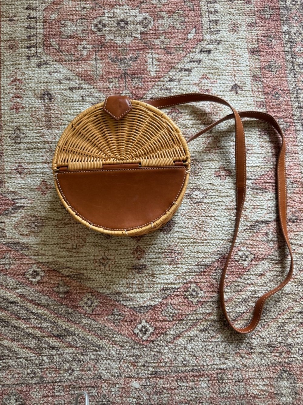 J McLaughlin Wicker Round Crossbody Bag